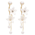 925 Sterling Silver Floral Rhinestone Pearl Tassel Drop Earrings Elegant Chic Women's Jewelry view 5