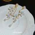 925 Sterling Silver Floral Rhinestone Pearl Tassel Drop Earrings Elegant Chic Women's Jewelry view 4