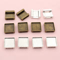 10-20mm Square Inner Size Alloy Cabochon Bezel Tray, 10-11mm Hole Wide Leather Bracelet Connector view 3