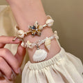 Shell Star Natural Stone Ceramic Pearl Bangle Geometric Beach Vacation Style Jewelry view 3