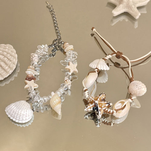 Shell Star Natural Stone Ceramic Pearl Bangle Geometric Beach Vacation Style Jewelry