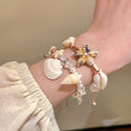Shell Star Natural Stone Ceramic Pearl Bangle Geometric Beach Vacation Style Jewelry view 4