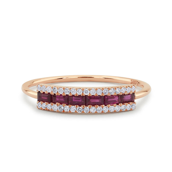 Slim Multicolor Channel Stone Band Ring In A Polished Decorative Design