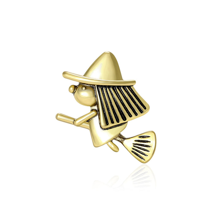 Alloy Enamel Cute Witch Brooch Pin For Womens Clothing Decoration