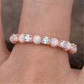 Rose Gold Or Silver Opal Clear Stone Eternity Stacking Ring view 3