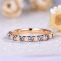 Rose Gold Or Silver Opal Clear Stone Eternity Stacking Ring view 2
