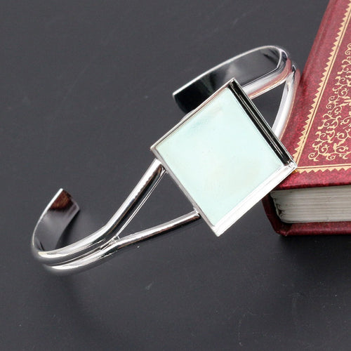 Square Bracelet Bezel Tray Setting For 20mm 25mm Glass Cabochon DIY Jewelry Making