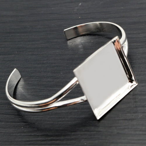 Square Bracelet Bezel Tray Setting For 20mm 25mm Glass Cabochon DIY Jewelry Making