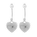 Elegant French Vintage Two Way Pearl Stud Drop Textured Heart Alloy Silver Needle Back Hanging Earrings view 5