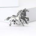 Metal Alloy Enamel Double Horse Brooch Pin For Men's Apparel Decor view 3