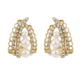 Elegant French Lace Skirt Shape Faux Pearl Rhinestone Gold Alloy Light Luxury Stud Earrings view 5