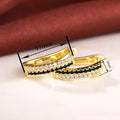Designer Two Tone Zircon Geometric Ear Cuffs For Women Trendy Fashion Statement Earrings view 4