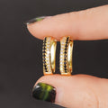 Designer Two Tone Zircon Geometric Ear Cuffs For Women Trendy Fashion Statement Earrings view 3
