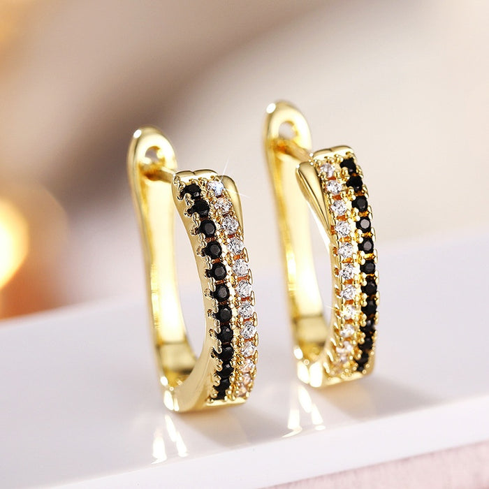 Designer Two Tone Zircon Geometric Ear Cuffs For Women Trendy Fashion Statement Earrings