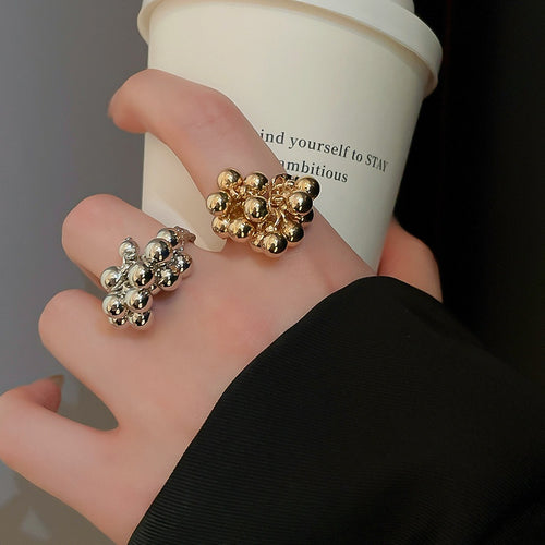 Irregular Wrinkle Ball Open Ring Fashion Jewelry For Women