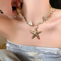 Zinc Alloy Shell Starfish Pendant Necklace For Women, Geometric Beach Vacation Style view 4