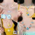 Zinc Alloy Shell Starfish Pendant Necklace For Women, Geometric Beach Vacation Style view 1