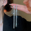 Rhinestone Copper Multilayer Tassel Necklace Geometric Luxury Style Clavicle Chain view 3