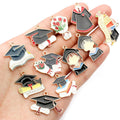 Graduation Cap Enamel Charm Pendant For Earrings Necklaces, Bachelor Hat DIY Jewelry Findings view 2