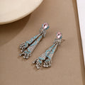 Elegant Luxury Pink Crystal Turquoise Rhinestone Alloy Chandelier Drop Dangle Statement Earrings view 4