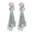 Elegant Luxury Pink Crystal Turquoise Rhinestone Alloy Chandelier Drop Dangle Statement Earrings view 5