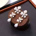 Elegant French Vintage Enamel Flower Tassel Pearl Drop Alloy Stud Dangle Earrings view 2