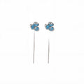 Elegant Light Luxury Blue Iris Flower Zircon Alloy Ear Thread Studs Sweet Niche Design Drop Earrings view 5