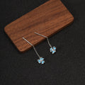 Elegant Light Luxury Blue Iris Flower Zircon Alloy Ear Thread Studs Sweet Niche Design Drop Earrings view 3