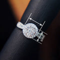 Women's Round Ring With Shiny Micro Paved Zircon, Elegant Fashion Engagement Jewelry view 4