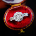 Women's Round Ring With Shiny Micro Paved Zircon, Elegant Fashion Engagement Jewelry view 1