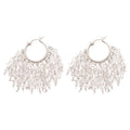 Light Luxury Copper Pearl Zircon Tassel Drop Earrings Geometric Silver Needle Fashion Jewelry view 5