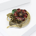Vintage Alloy Enamel Flower Brooch Pin For Dresses And Cardigans view 3
