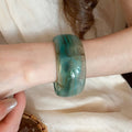Acrylic Marbled Striped Smooth Round Bangle Vintage Fashion Minimalist Statement Bracelet view 3