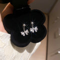 Copper Zircon Bow Back Hanging Stud Earrings Sweet Sparkly Luxury Style Jewelry For Women view 4