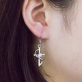 Silver Tone Cross Swirl Clear Stone Hook Drop Earrings Pair view 2