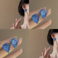 Irregular Resin Triangle Stud Earrings With Silver Posts Minimalist Geometric Fashion Jewelry view 1