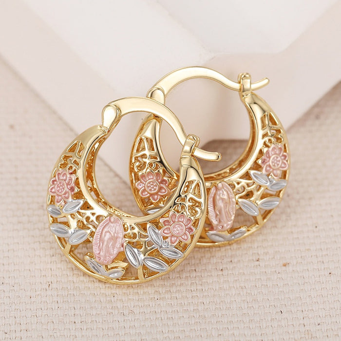 Ethnic Style Multicolor Ear Cuff For Women Delicate Rose Flower Fresh Forest Vacation Jewelry Earrings