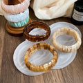 Multicolor Resin Elastic Bangle For Women Light Luxury Irregular Round Forest Style Jewelry view 2