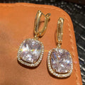 Luxury Geometric Zircon Drop Earrings For Women, Fashion Statement Jewelry For view 3