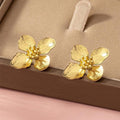 Electroplated Floral Stud Earrings For Women With French Style Heavy Work Flower Design view 2