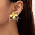 Electroplated Floral Stud Earrings For Women With French Style Heavy Work Flower Design view 4