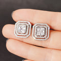 Trendy Hollow Geometric Square Stud Earrings Shiny Minimalist Dress Jewelry Accessories view 3