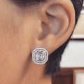 Trendy Hollow Geometric Square Stud Earrings Shiny Minimalist Dress Jewelry Accessories view 1