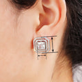 Trendy Hollow Geometric Square Stud Earrings Shiny Minimalist Dress Jewelry Accessories view 4