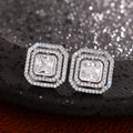 Trendy Hollow Geometric Square Stud Earrings Shiny Minimalist Dress Jewelry Accessories view 5