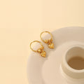 Vintage Luxury Gold Alloy Hoop Earrings With Heart Charm And Bead Pendant For Women Elegant Earrings view 3