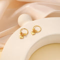 Vintage Luxury Gold Alloy Hoop Earrings With Heart Charm And Bead Pendant For Women Elegant Earrings view 4