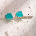Elegant Irregular Geometric Blue Druzy Crystal Pendant Gold Alloy Hook Statement Summer Earrings view 4