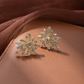 Luxury Gold Alloy Zircon Rhinestone Firework Flower Stud Earrings For Women Elegant Unique Statement Earrings view 3
