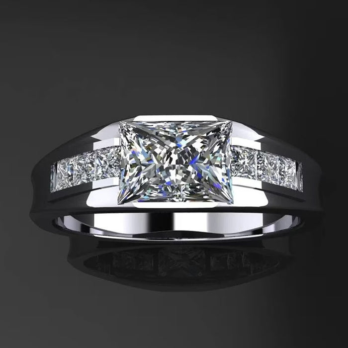 Classic Light Luxury Geometric Zircon Single Ring For Women Jazz Style Engagement Jewelry